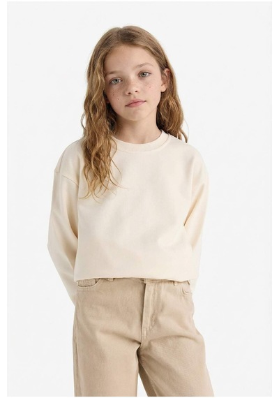 Defacto Kız Çocuk Relax Fit Bisiklet Yaka Basic Düz Sweatshirt A2797a825auer134 Ekru Defacto Kız Çocuk Relax Fit Bisiklet Yaka Basic Düz Sweatshirt A2797a825auer134 Ekru