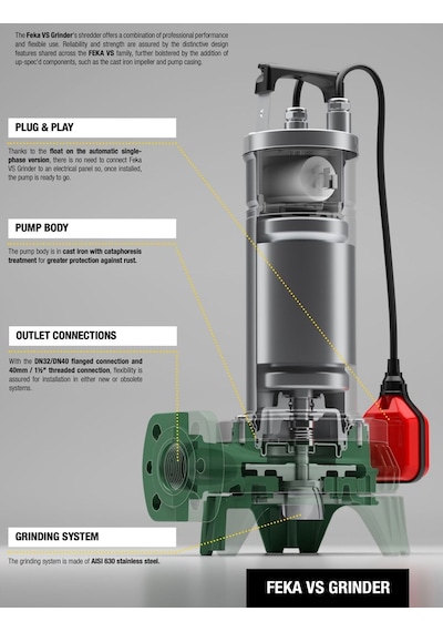 Dab Feka Vs Grinder 1000 Ma Parçalayıcı Bıçaklı Dalgıç Pompa 1,36 Hp