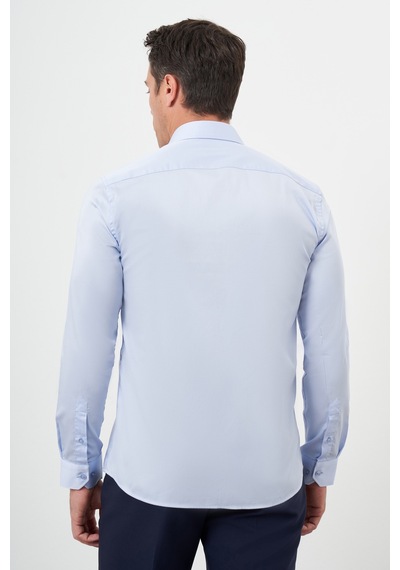 Morven Erkek A. Mavi Pamuk Düz Desen Sert Yaka Slim Fit Gömlek 24mc004111311 A. Mavi