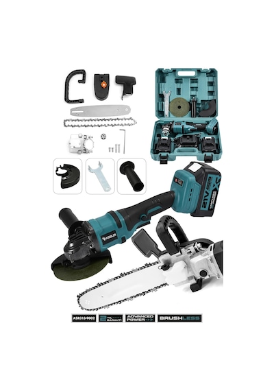 Assur 21V Çift Akülü Şarjlı 125 MM Avuç Taşlama + Testere Başlık Set - 2819