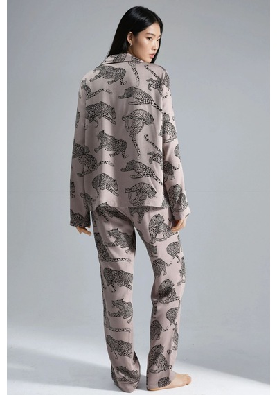 Hiccup Leopar Desenli Uzun Kollu Pijama Takımı Allık Pembe