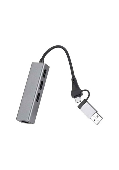 1000 Mbps Gigabit Usb-c Ve Usb-a Girişli 4 Port Usb 3.0 Hub Gigabit Ethernet Adaptörü 1000 Mbps Kablolu İnternet, 5gbps Veri Aktarımı, Çoklu Bağlantı Desteği, Kompakt Abs Gövde Zr1109