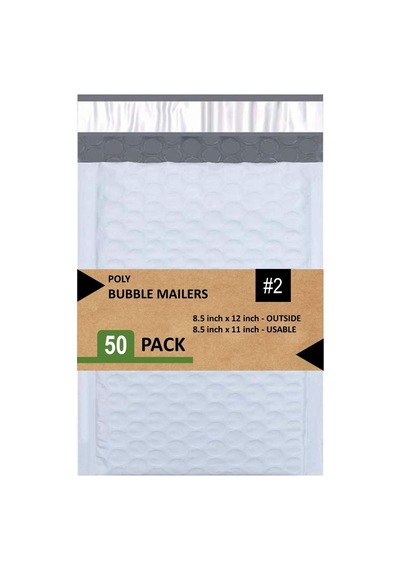 Poly Bubble Mailers 20 5 X 30 5 Cm Dolgulu Zarf Postası Su Geçirmez 50'li Paket Pbm8512-50 Beyaz