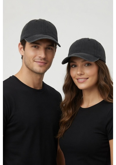 Mollycrush Unisex Siyah Antrasit Yıkamalı Kot Beyzbol Şapkası Ayarlanabilir Outdoor Spor Kep Siyah Antrasit