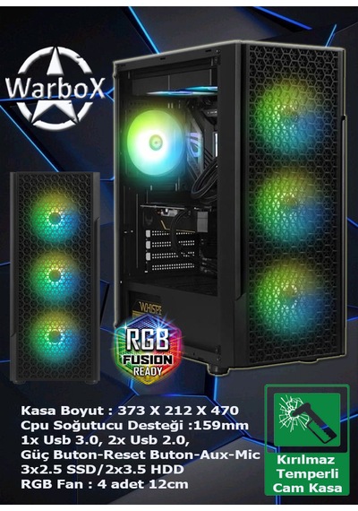 Warbox Venüs i3-6100 16 GB 256 GB + 250 GB HDD 4 GB R7240 22" Masaüstü Oyuncu Bilgisayarı