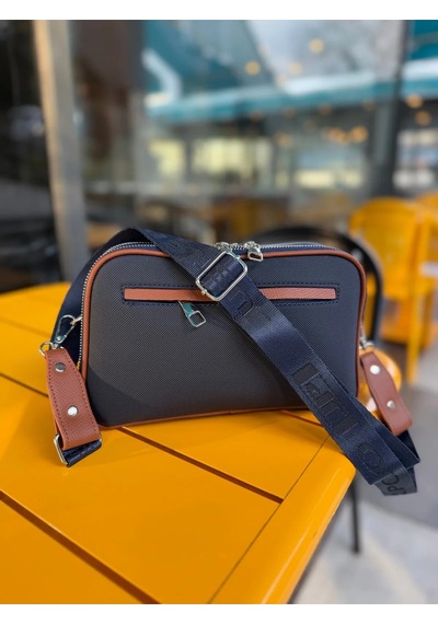 Just Polo Kadın Kabartma Baskılı Omuz Çantası Lacivert - Taba