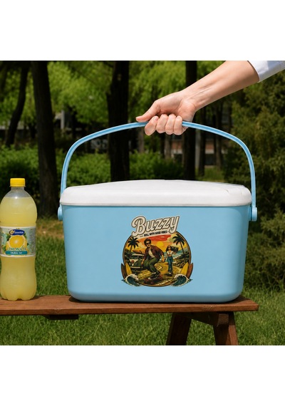 15 Lt Buzzy Retro Buzluk Termos 1177 Cooler Box -386 Açık Mavi