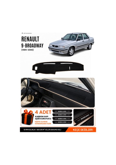 Renault 9 Broadway 1985-2000 Uyumlu Torpido Örtüsü, Torpido Kılıfı - Siyah Bej