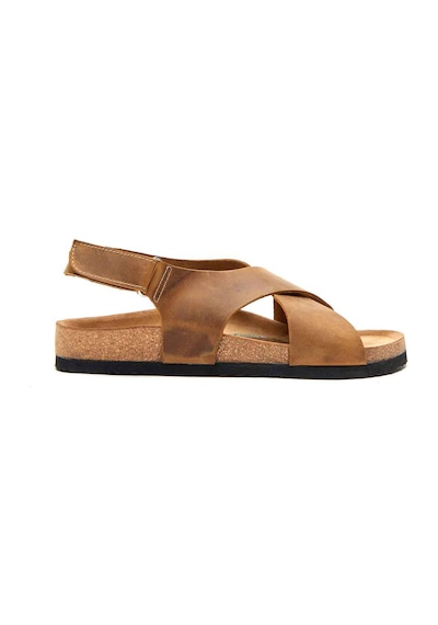 Comfortfusse Fayette - Erkek Ortopedik Hakiki Deri Sandalet Taba Yağlı Deri