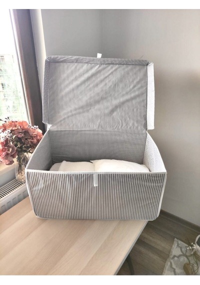 Kapaklı Çok Amaçlı Çamaşır-saklama-düzenleme Vb. Hurç, Kutu 60x40x30 - Mega Boy Kutu - Gri Tela 60 Diğer