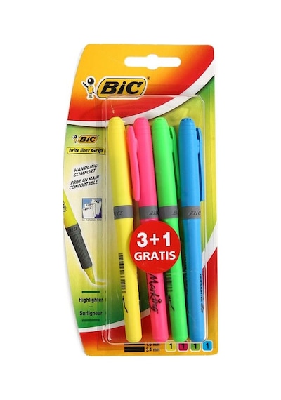 Bic Brite Liner Grip Fosforlu Işaretleme Kalemi 4 Renk 824757 Çok Renkli