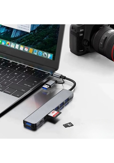 Buffer 8 İn 1 Usb Çevirici Notebook Apple Uyumlu MacBook Type-c Görüntü Aktarıcı Hub