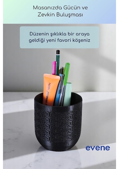 Kalemlik Masa Kalemliği Organizer Kalemlik Siyah Renk Model 77 Çok Renkli