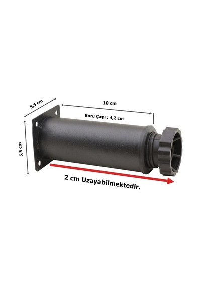 4 Adet Mobilya Ayağı Metal 10 Cm Ayarlı 42 Mm Mat Siyah Ayak