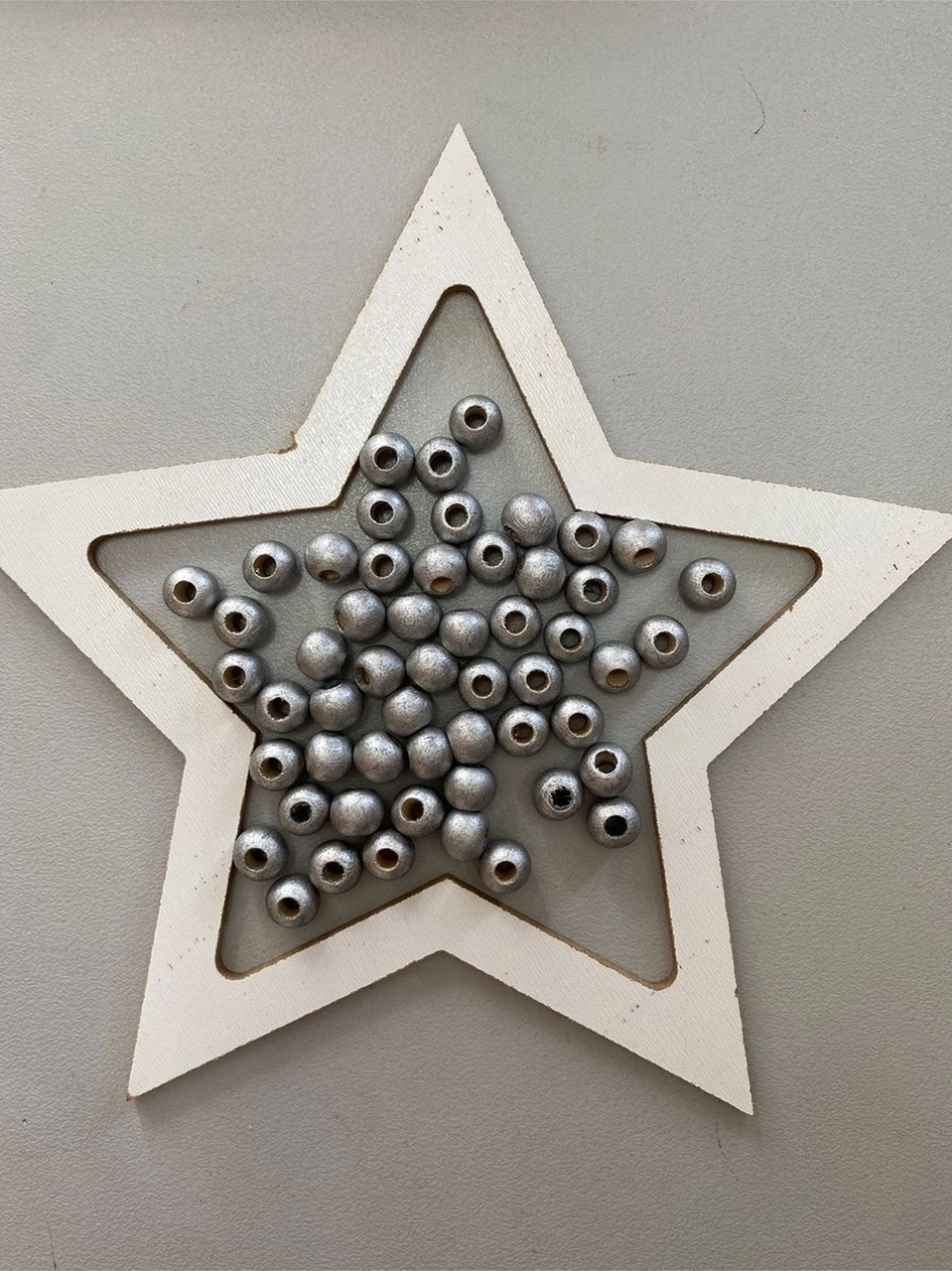 10 Mm Gümüş Renkli Ahşap Boncuk - 100 Grm. 300 Adet