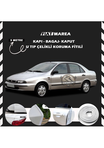 Fiat Marea Oto Araç Kapı Koruma Fitili 5metre Parlak Beyaz Renk