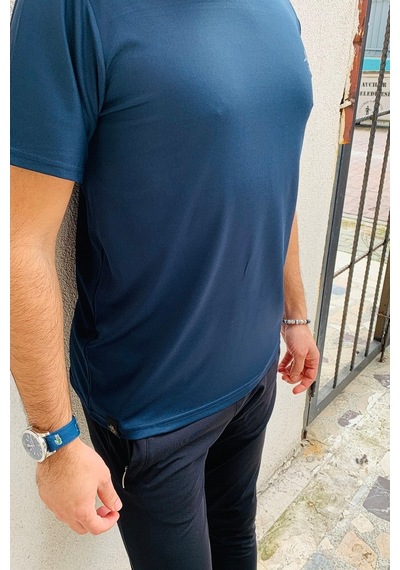 Erkek Lacivert Kardiyo Koşu Fitness Tişört