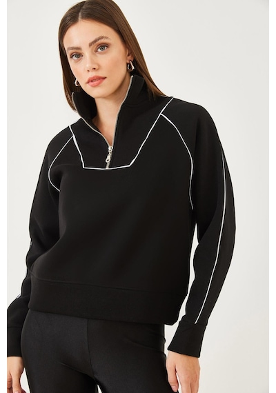 Shade Kadın Yarım Fermuarlı Oversize Sweatshirt Mb-5386 60251896 - Siyah