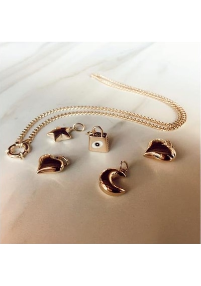 Diamond Line-Gülaylar - Sarı Altın 14 Ayar Ay Kolye Ucu