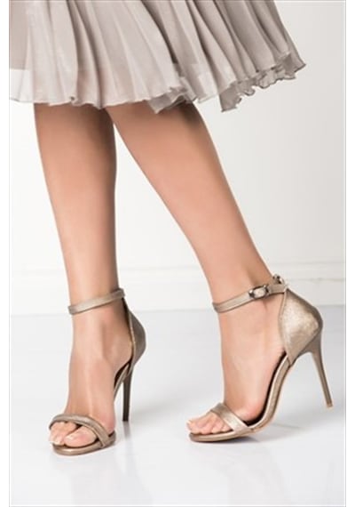 Fox Shoes Platin Kadın Topuklu Ayakkabı B922112609 Platin