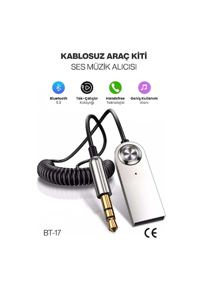 Concord Bt-17 Kablosuz Aux Bluetooth 5.3 Araç Kiti Telefon Müzik Dinleme Tak Çalıştır