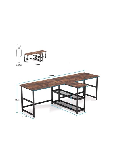 Zizuva  Zizuva Tasarım Kitaplıkla Bölmeli Modern 2 Kişilik Çalışma Masa  (541151295)