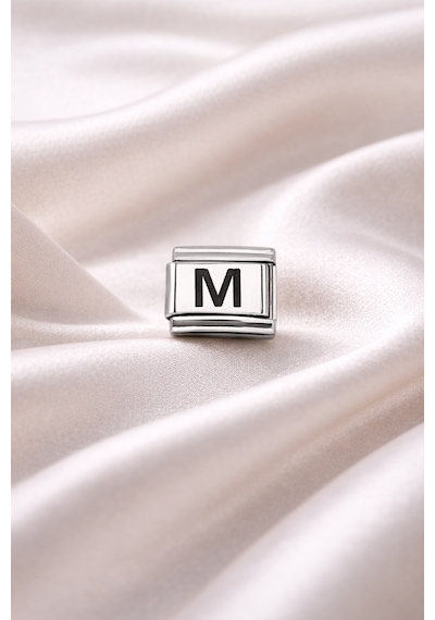 M Harf Charm Çelik Bileklik Aksesuarı Kişiye Özel Harf Modülü Minimal & Şık Altın - Gümüş