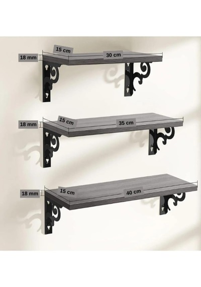 Duvar Rafı Kitaplık Mutfak Banyo Yaşam Alanı Metal Ahşap 3 Lü Set Raf Çok Renkli