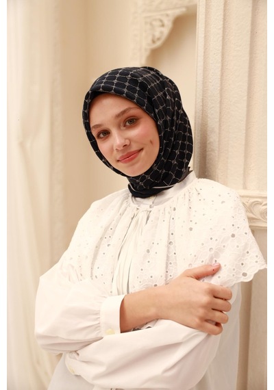 Silk Home Olinda Eşarp 48004-73 Lacivert, Beyaz