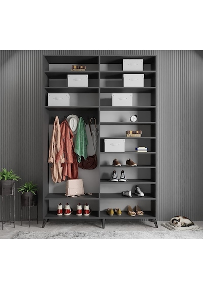 Açelya Portmanto Vestiyer Füme Beyaz  M8-140 cm