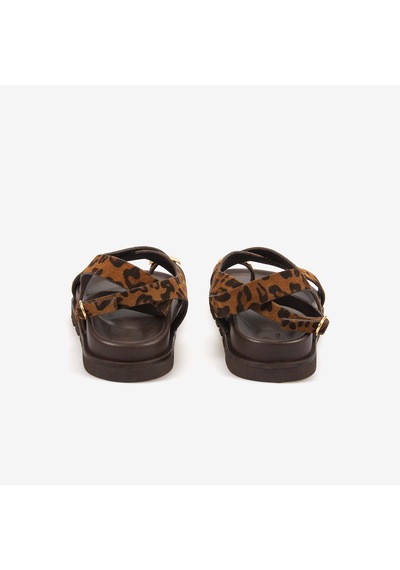 Kemal Tanca Hawen Angels Kadın 3cm Eva Taban Süet Sandalet 156-29 Leopar Süet