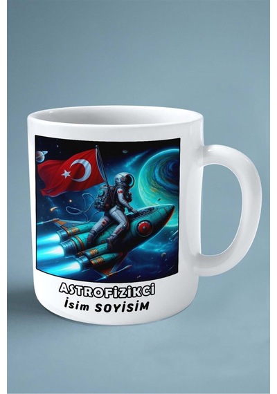 Astrofizikçi Baskılı Kupa Bardak Çift Taraflı Baskı Kişiye Özel Model 7 Çok Renkli