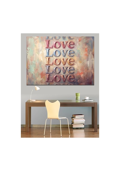 Love Yazılı Modern Tipografi Tablosu Yağlı Boya Dokulu Kanvas Tablo Canvas Tablosu