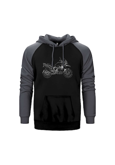 Bmw Gs 1200 Portre Gri Renk Reglan Kol Kapşonlu Sweatshirt Gri