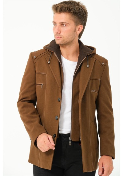 K7532 Dewberry Erkek Kaban-düz Camel Düz Camel