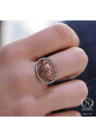 925 Ayar Rose Gümüş Taşlı Rodajlı Yüzük