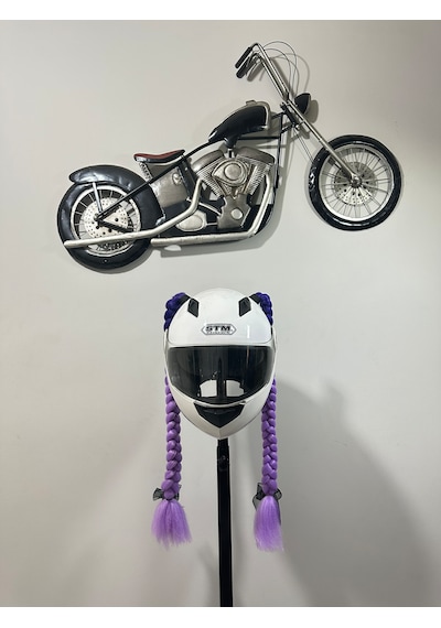 Motor & Motosiklet Mor Ombreli Çift Örgü Saç Kask Dış Aksesuar Diğer