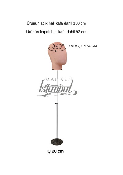 Kafa Mankeni Metal Standlı Peruk Aksesuar Sunum Mankeni  Dekor Mankeni Kf-09
