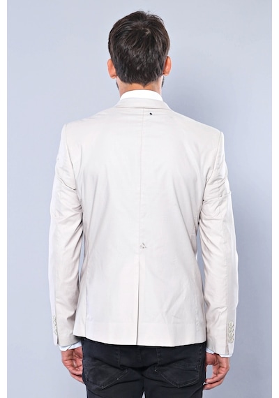 3 Cepli Tek Düğmeli Pamuk Omuz Dikişli Gri Ceket - Wessi Gri