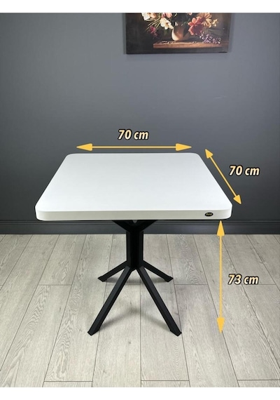 Tepe Beyaz Mutfak Yemek Masası Balkon Masası Kavisli Köşe Siyah Ayak 70 Cm Tepe Beyaz Mutfak Yemek Masası Balkon Masası Kavisli Köşe Siyah Ayak 70 Cm