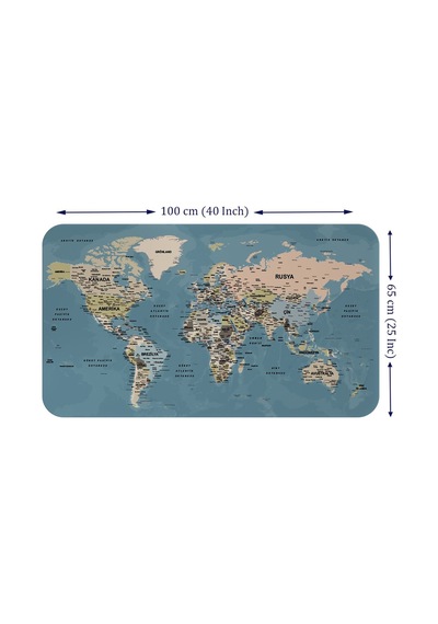 Eğitici - Öğretici Dünya Ve Türkiye Haritası Çocuk Odası Duvar Sticker-60x105-3889 Çok Renkli