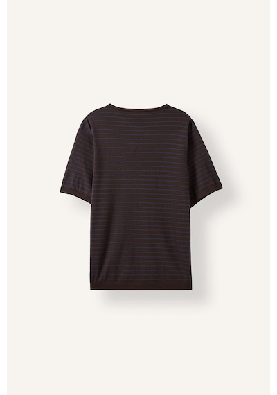 Defacto %100 Pamuk Standart Fit Henley Yaka Çizgili Kısa Kollu Triko Tişört I2753ax26hsbn534 Kahve-bn534