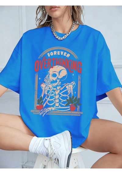 Noıssey Urban Pop Graphic Kadın Tişört Koleksiyonukod 5087 Bebe Mavi