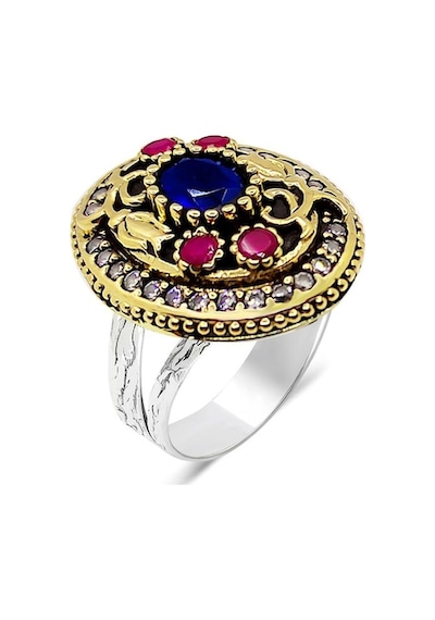Safir Taşlı Yüzük Otantik Gümüş Bayan Yüzüğü Yzk-393