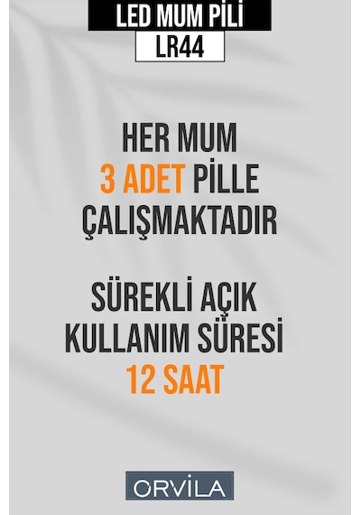 10 Adet - Yedek Pil Pilli Ledli Mumlar Için +12 Saat Giden Yeni Ek Lr44 Düğme Ag13 Batarya