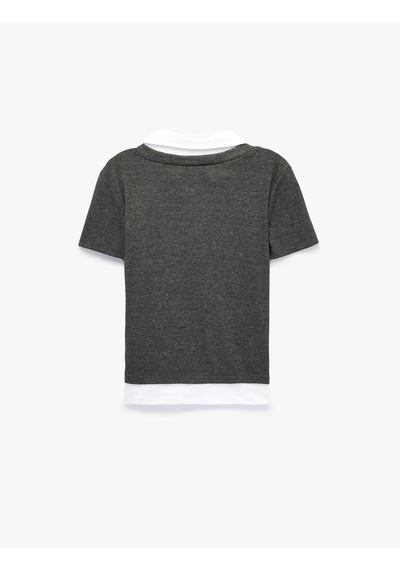 Koton Çift Kumaş Kullanımlı Katmanlı Slim Fit Kısa Kollu Gömlek Detaylı Tişört Gri 7wak70010ek Koton Çift Kumaş Kullanımlı Katmanlı Slim Fit Kısa Kollu Gömlek Detaylı Tişört Gri 7wak70010ek