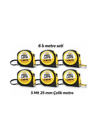 5 M X 25 Mm 6 Lı Çelik Metre Seti Dayanıklı, Ekonomik Paket 5 M
