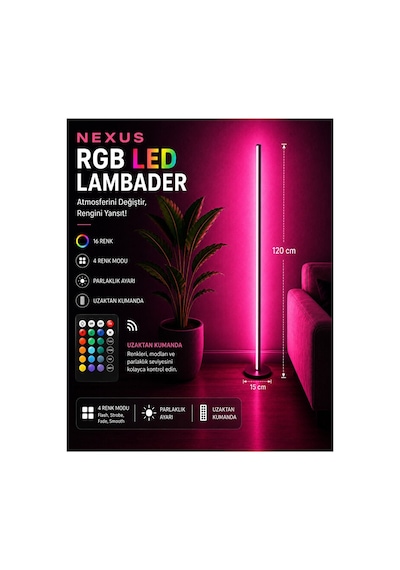 Neeko Nexus Rgb Stıck Led Lambader Full Renk Full Rgb Uzaktan Kumandalı Aydınlatma Sistemi Dimlenebilir