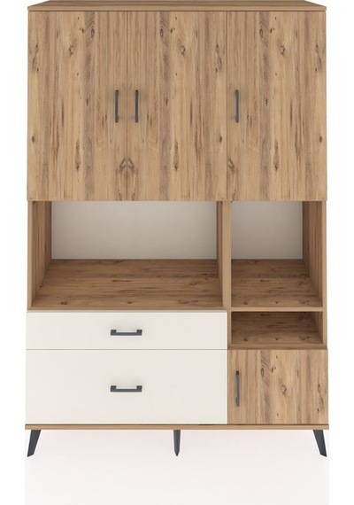 Hyperion Dolap 7 Raflı 2 Çekmeceli 4 Kapaklı 132x44x195 Çam-ç... Çam