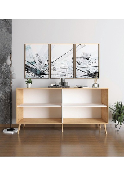 Floradesign Sarissa Konsol / Konsol / Çok Amaçlı Dolap 160 Cm Beyaz+meşe